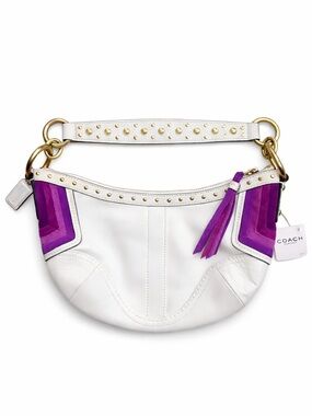 2006 NWT Coach White Leather Soho Shoulder Bag W Pink Suede Accents